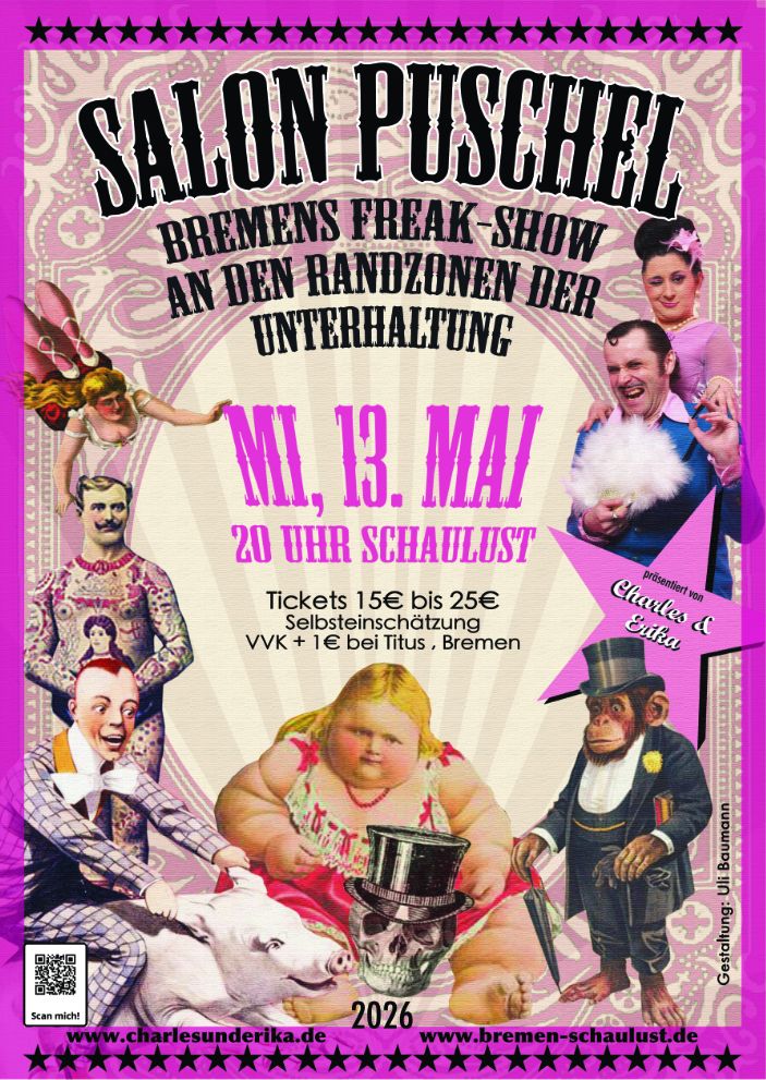 Plakat Salon Puschel am 5.6.25, Schaulust Bremen